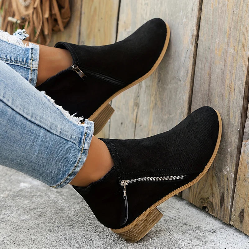 Azeya - Leather-Look Arch-Support Comfort Boots