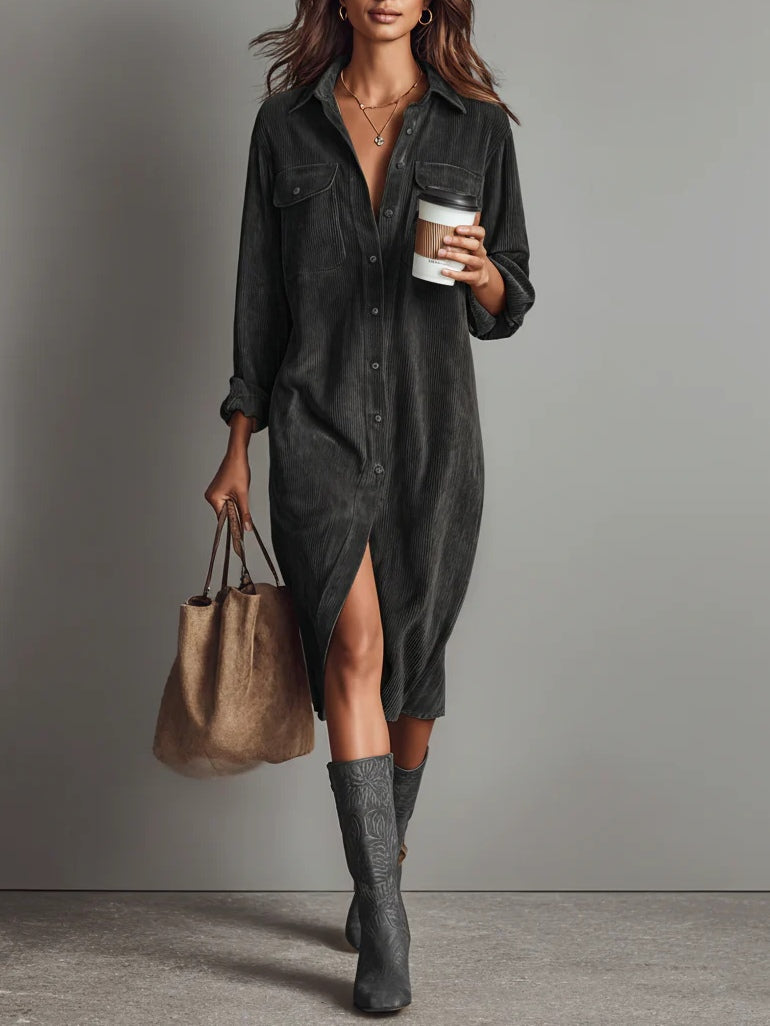 Maliah - Corduroy Midi Dress