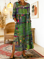 Ruby - Denim Dress with Ethnic Patchwork