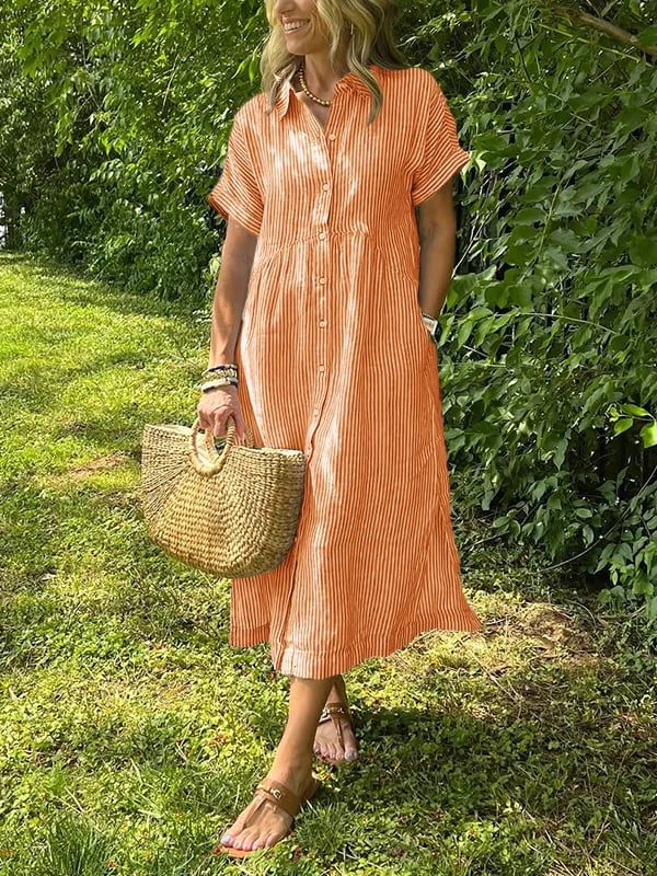 Anjie - Buttoned Cotton Maxi Dress