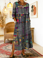 Ruby - Denim Dress with Ethnic Patchwork