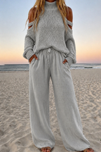 Ilene – Modern Knit Top and Wide-Leg Pants Set