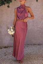 Jillian - Satin Top and Skirt Set
