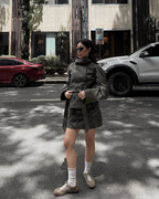 Alzea - Cropped Trench Coat with Belt