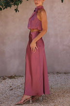 Jillian - Satin Top and Skirt Set