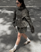 Alzea - Cropped Trench Coat with Belt