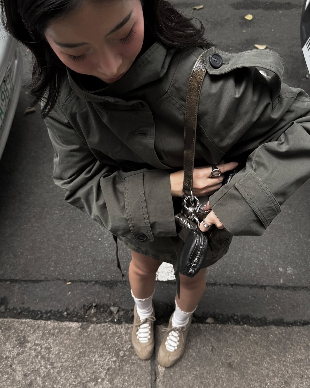 Alzea - Cropped Trench Coat with Belt