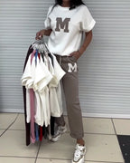 Caroline - Casual Printed T-Shirt and Pants Set
