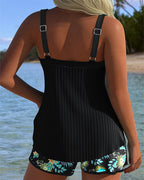 Rochel - Striped Two-Piece Tankini Set with Shorts