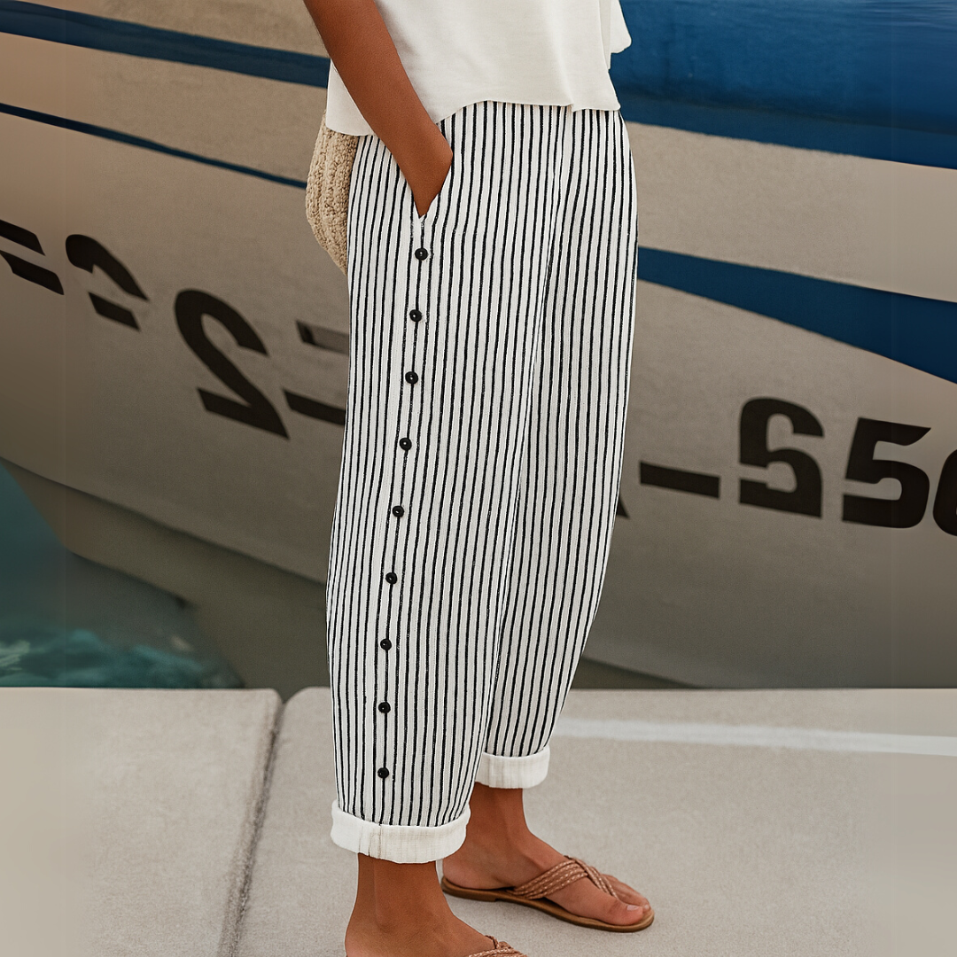Marie - Stylish Striped Button Pants