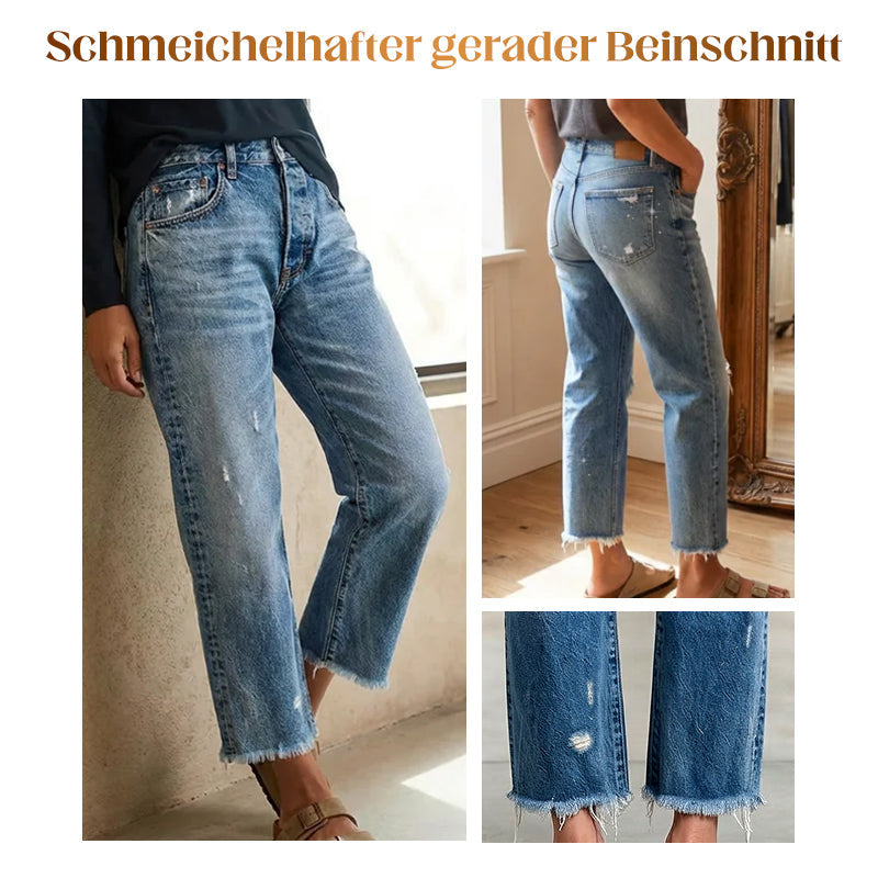 Larra - Retro Cropped Straight Leg Jeans