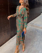 Sierra - Elegant Dress with Long Sleeves and Floral Print
