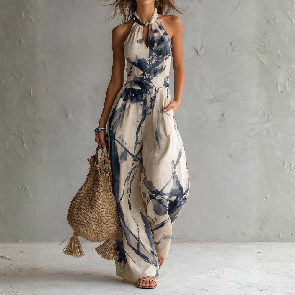 Nirva - Elegant Artistic Print Jumpsuit
