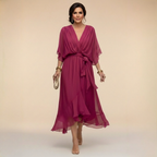 Nica - Elegant V-Neck Chiffon Dress