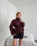 Alzea - Cropped Trench Coat with Belt