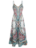 Caitlie - Boho Floral Print Sleeveless Dress