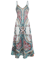 Caitlie - Boho Floral Print Sleeveless Dress