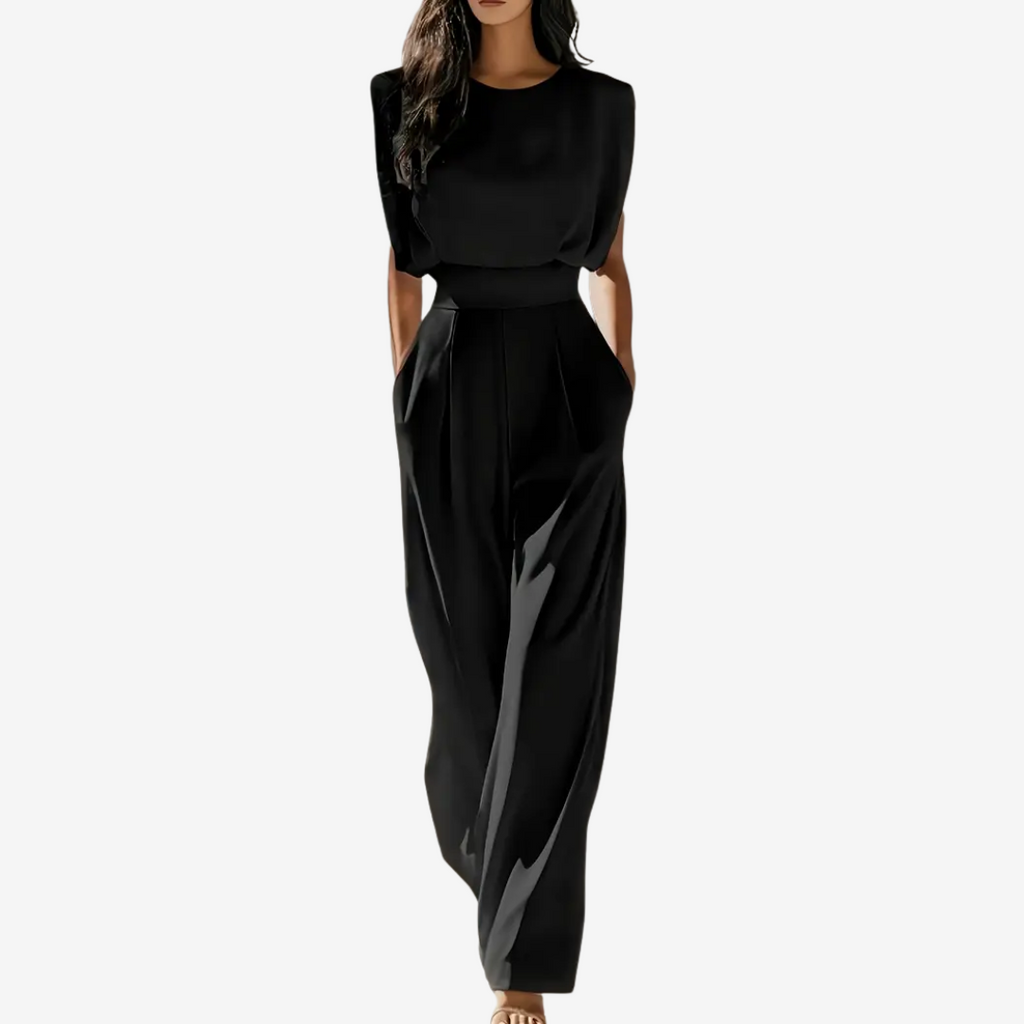 Aries - Elegant Belted Fluid Jumpsuit