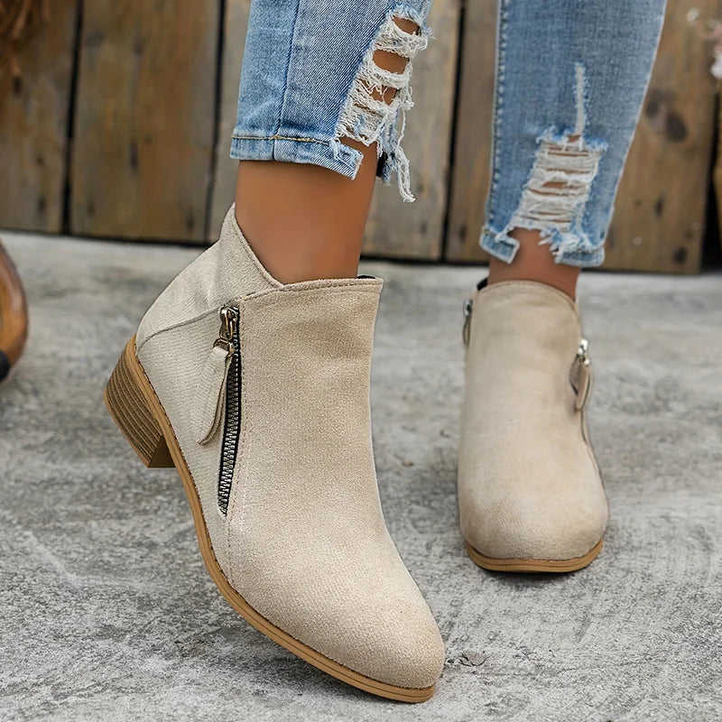 Azeya - Leather-Look Arch-Support Comfort Boots