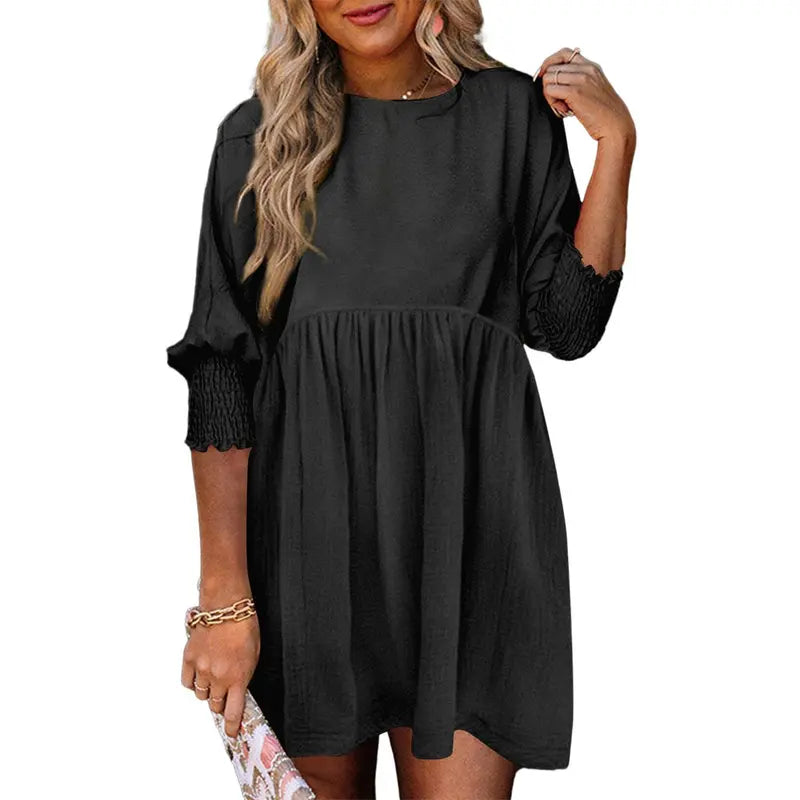 Luna - Casual Loose Fit Short Sleeve Mini Dress