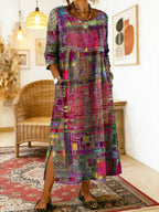Ruby - Denim Dress with Ethnic Patchwork