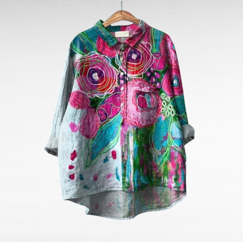 Yara - Elegant Linen Summer Blouse