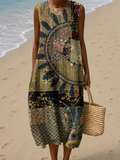 Aisa - Sleeveless Printed Midi Dress with Pockets