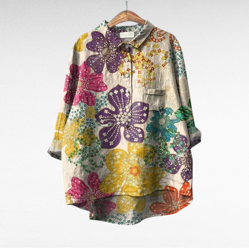 Yara - Elegant Linen Summer Blouse