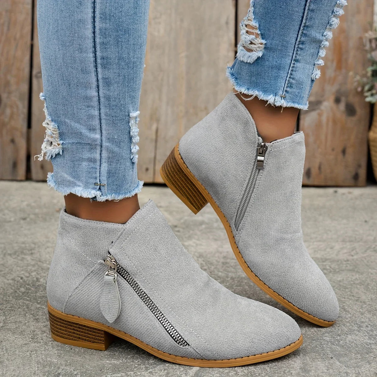 Azeya - Leather-Look Arch-Support Comfort Boots
