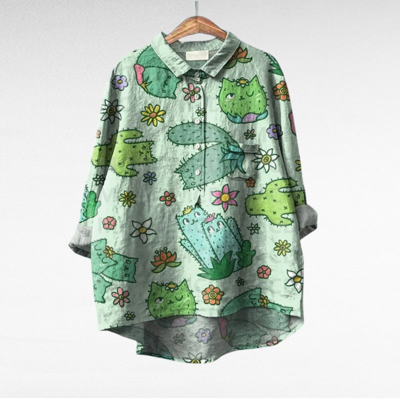 Yara - Elegant Linen Summer Blouse