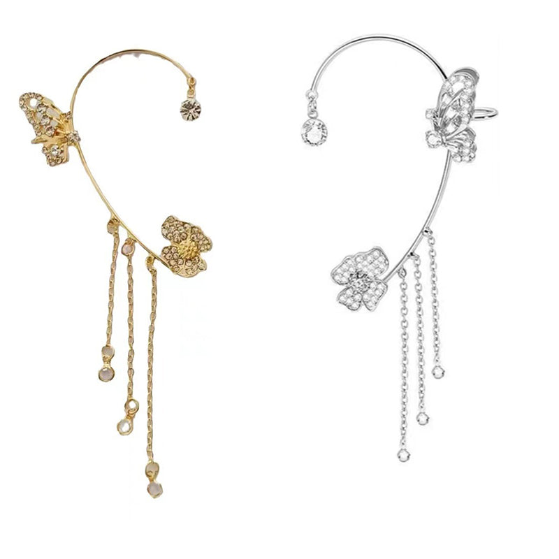 Marra - Clip-on Butterfly Tassel Earrings