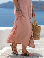 Stacy - Open Front Button Maxi Dress