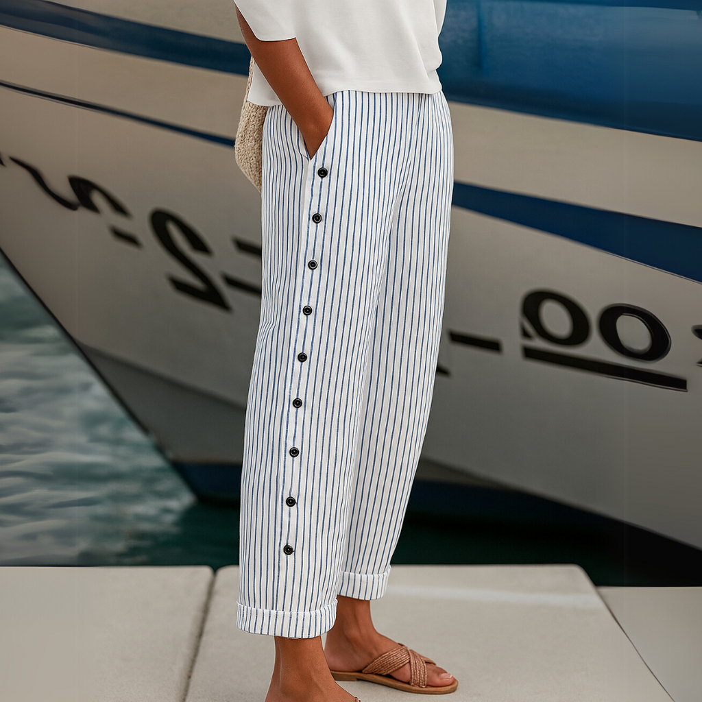 Marie - Stylish Striped Button Pants