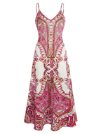Caitlie - Boho Floral Print Sleeveless Dress