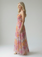 Izel maxi dress with wrap bodice and thin shoulder straps