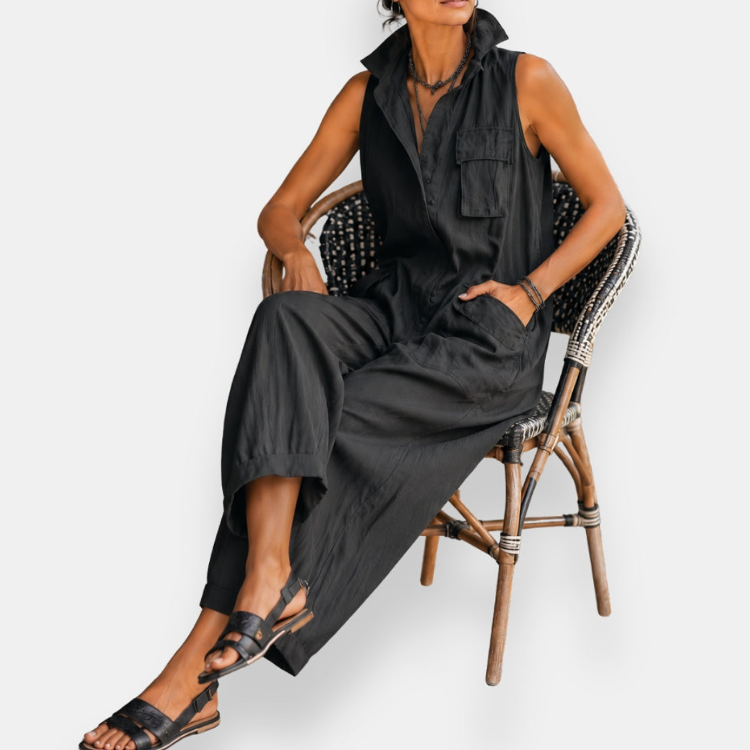 Brooke - Relaxed Sleeveless Utility Jumpsuit, detail view