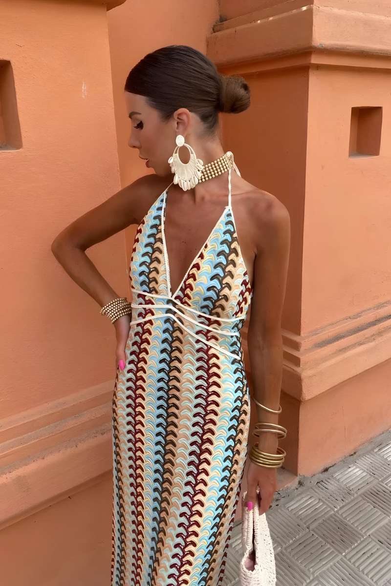 Malia - Boho Maxi Dress with Open Back