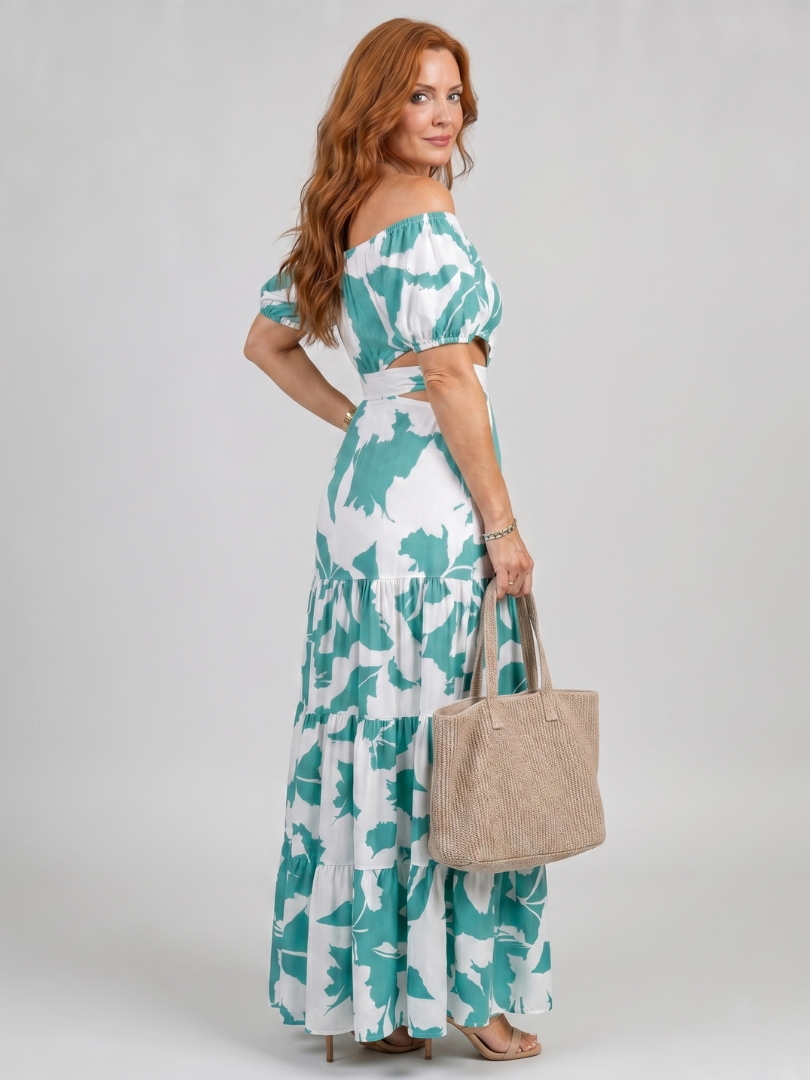 Back view of Orelina floral maxi dress