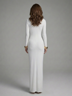 Zaria - High Neck Maxi Dress With Long Sleeves