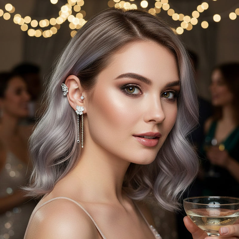 Marra - Clip-on Butterfly Tassel Earrings