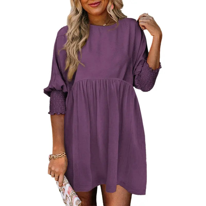 Luna - Casual Loose Fit Short Sleeve Mini Dress