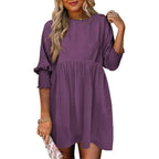 Luna - Casual Loose Fit Short Sleeve Mini Dress