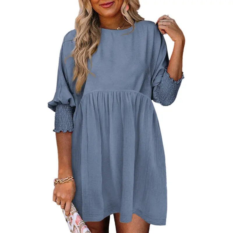 Luna - Casual Loose Fit Short Sleeve Mini Dress