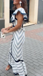 Flora - Flowing Retro Striped Maxi Dress
