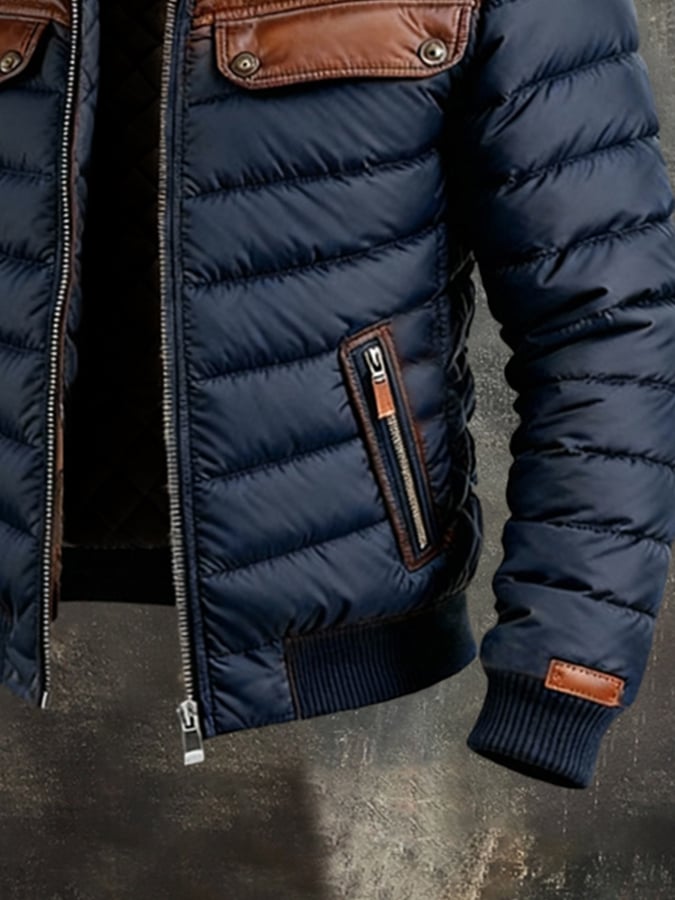 Alec - Quilted Jacket with Leather-Trim Panels