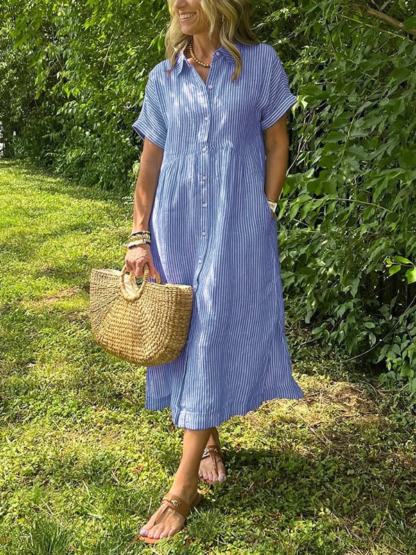 Anjie - Buttoned Cotton Maxi Dress