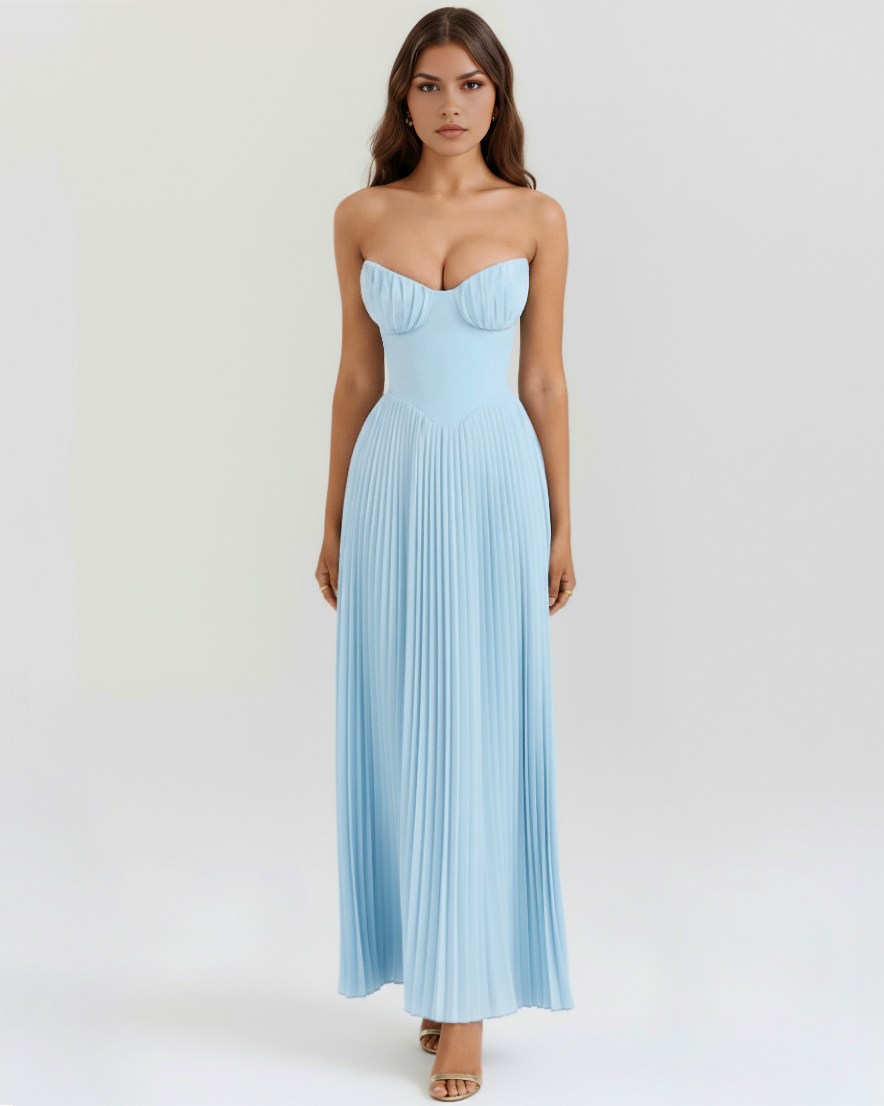Sammie - Ocean Blue Pleated Maxi Dress