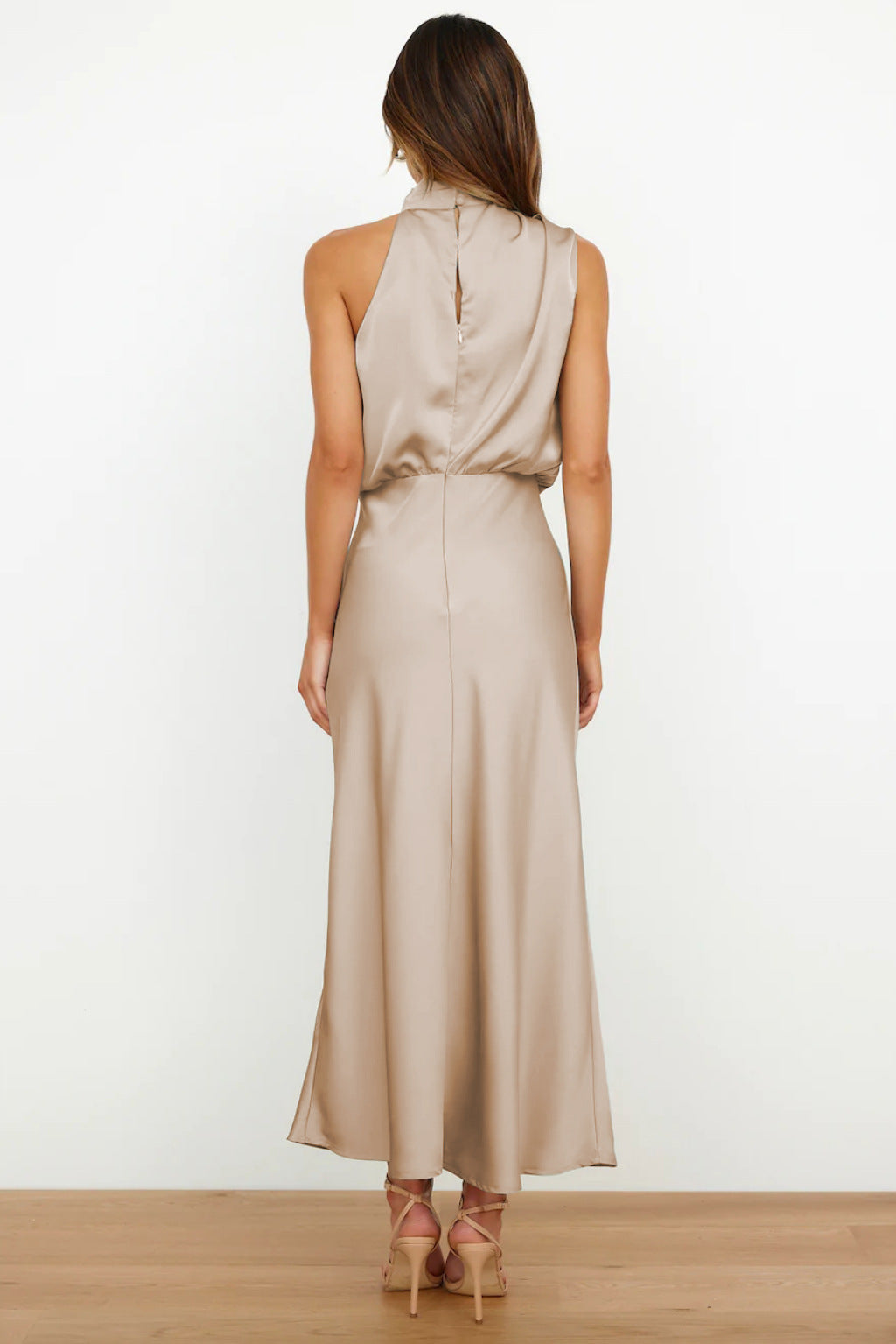 Anna - Draped Maxi Dress with High Neckline