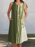 Amella - Sleeveless Geometric Print Wrap Dress
