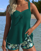 Rochel - Striped Two-Piece Tankini Set with Shorts